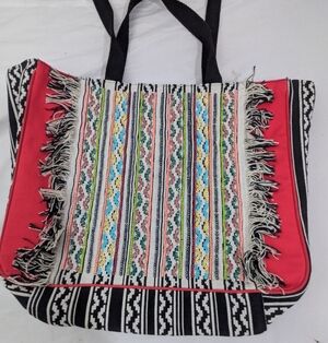 Bohemian Sequin And Fabric Brightly Colored Tote Bag NWOT